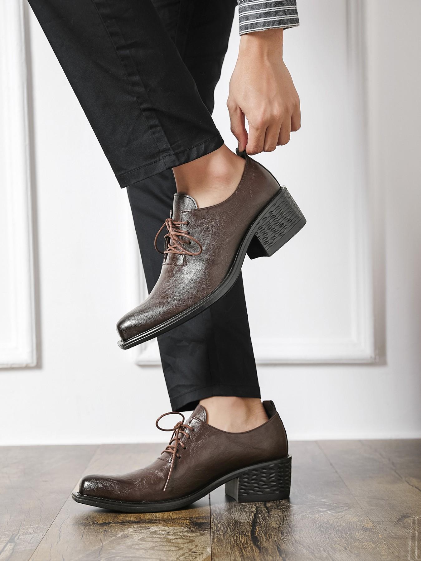 Men's New Business Casual Derby Shoes, Retro Thick Heel, Height Increase, Stylish Office Shoes, Comfortable Daily Wear