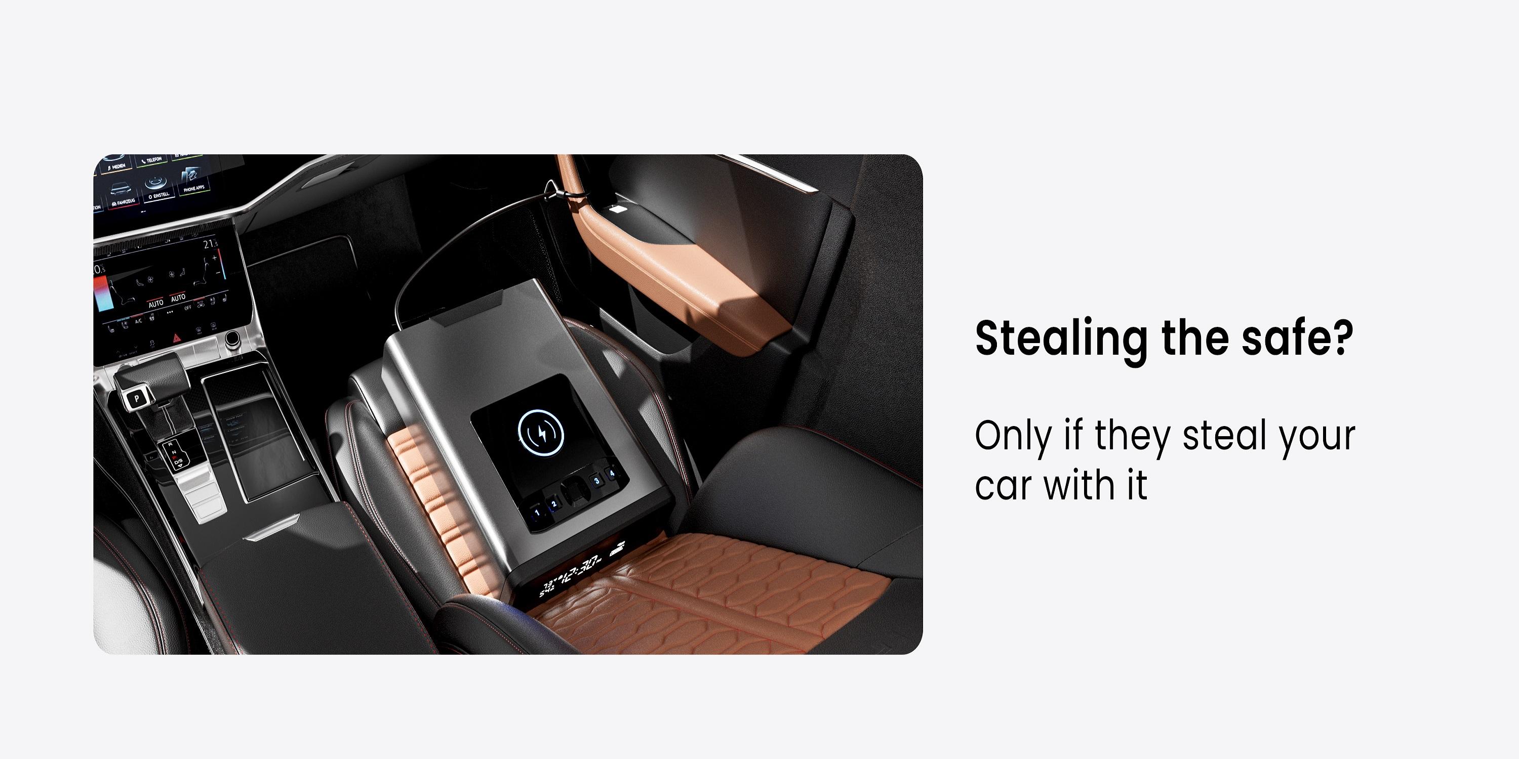 Grimtron Biometric Safe with LED Clock (Doj Certified)with 2-in-1 Watch & Phone Wireless Charging, BacklitKeypad, LED Light, Desk Nightstand Auto Pop-up Unlock(0.23 cu.ft.) Version 2.0