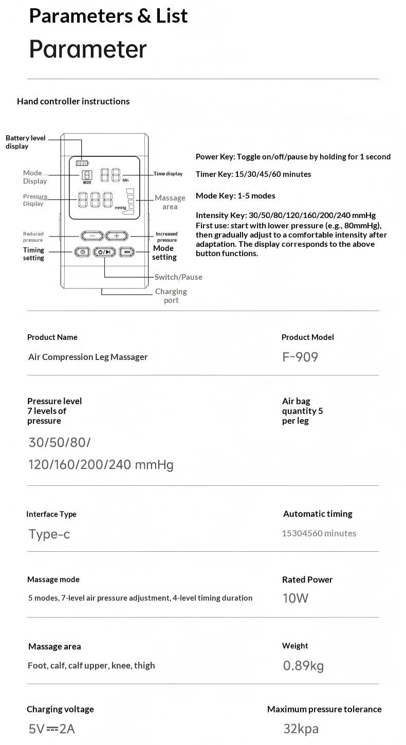 New Rechargeable & Cordless Full Leg Air Compression Massager, Sequential Compression Therapy for Circulation, Pain Relief & Muscle Recovery with Multiple Modes, Intensities & Timer