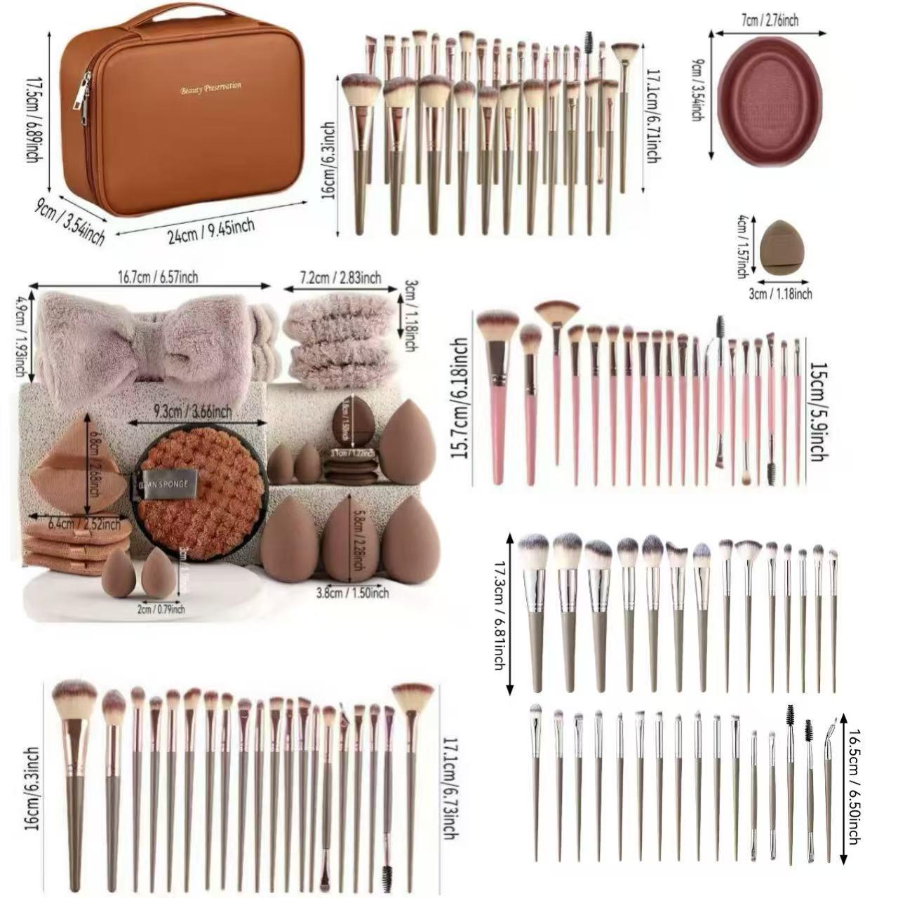 Professional Makeup Brush Set, 7-Piece Cosmetic Tool Kit, Includes Foundation Sponge & Blending Puff, Ideal Gift for Women, Daily Use Essentials, Makeup Brushes Kits