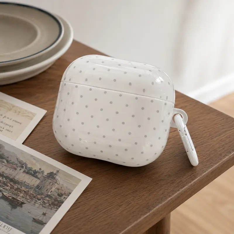Cute Polka Dot AirPods Case, Protective Cover for Apple AirPods 5/4/3/2/pro 3/2, Korean Style Earphone Shell, Girls' Accessory
