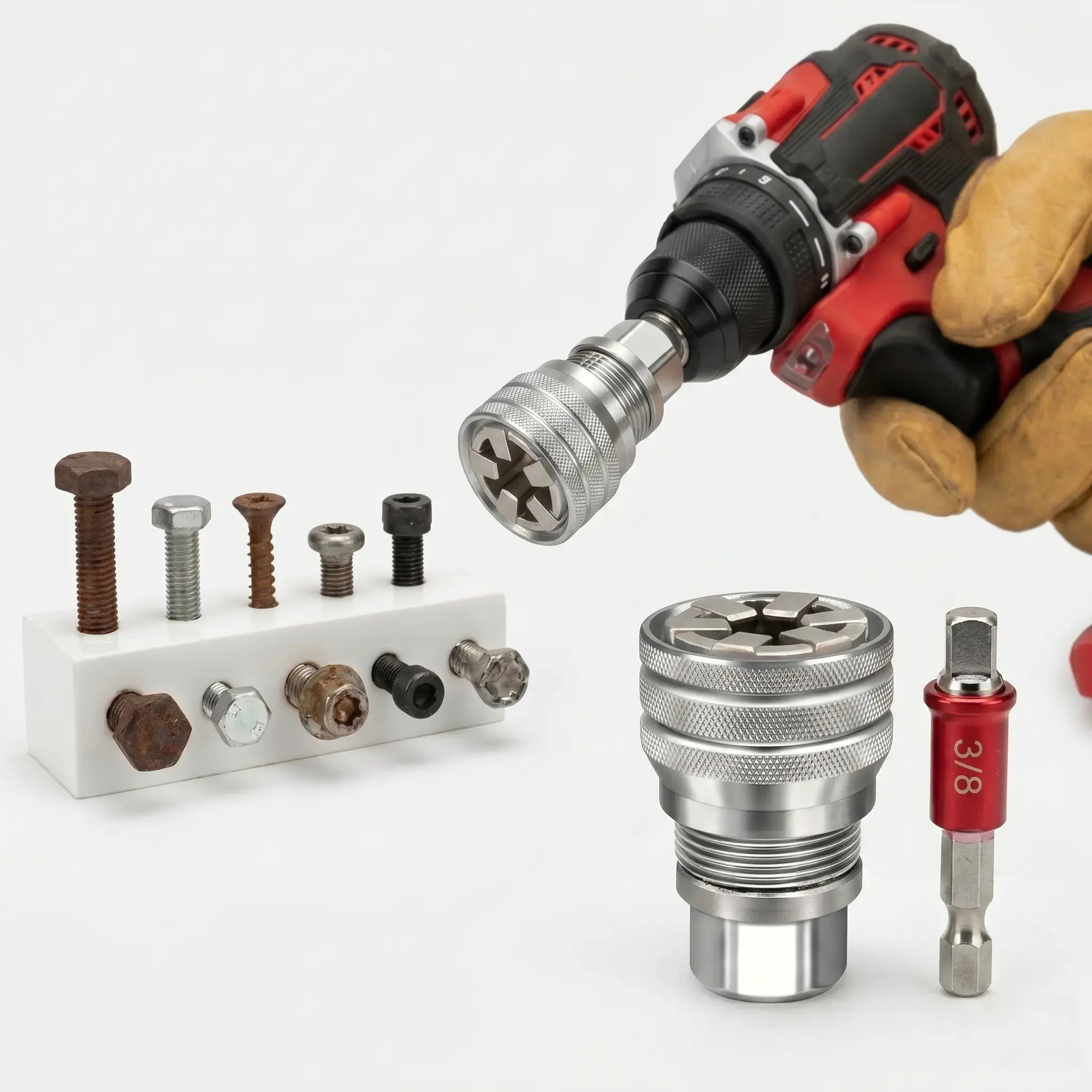 10-19mm Universal Adjustable Socket Tool, Multi-Function Socket with Power Drill Adapter, Ratchet Wrench Attachment for Nuts, Bolts, Auto Repair