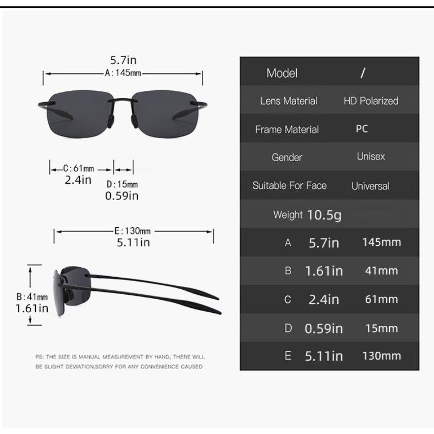 Ultralight TR90 Rimless Frame Polarized Sports Sunglasses, Outdoor Eyewear for Running, Fishing, Baseball, Driving & Horse Riding