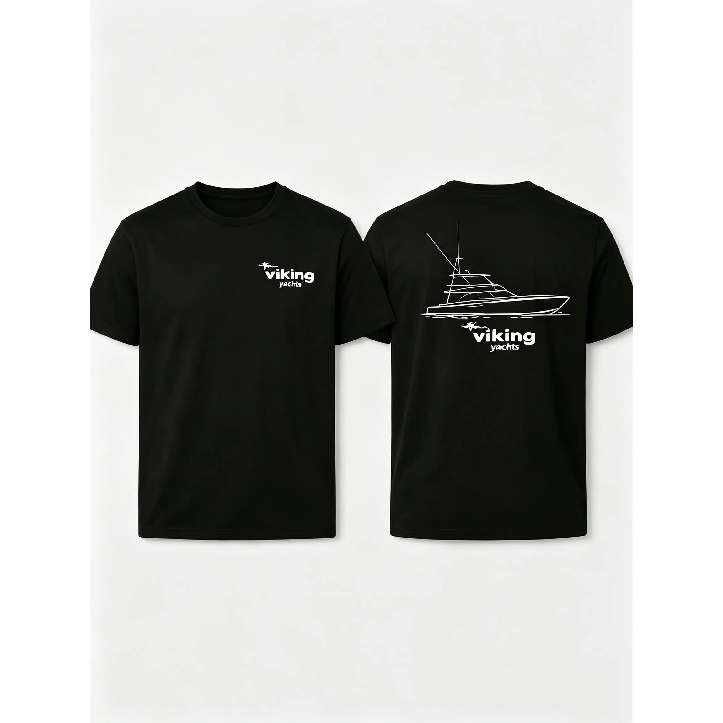 Viking Yachts Graphic Cotton T-Shirt - Front Chest & Back Print Tee for Yacht Owners, Saltwater Fishing Enthusiasts with Classic Fabric