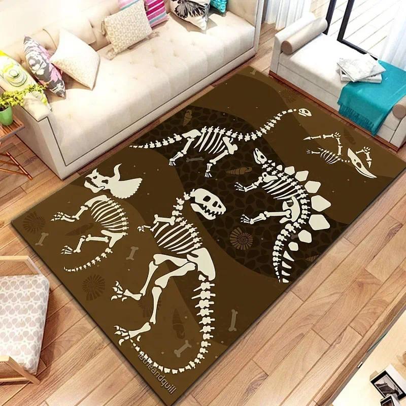 Dinosaur Skeleton Fossil Flannel Area Rug - Realistic T-Rex Bones Print Soft Mat for Kids Room & Playroom, Non-Slip Jurassic Home Decor #DinosaurFossilRug #SkeletonMat #JurassicKidsDecor #TrexCarpet #NonSlipFlannelRug