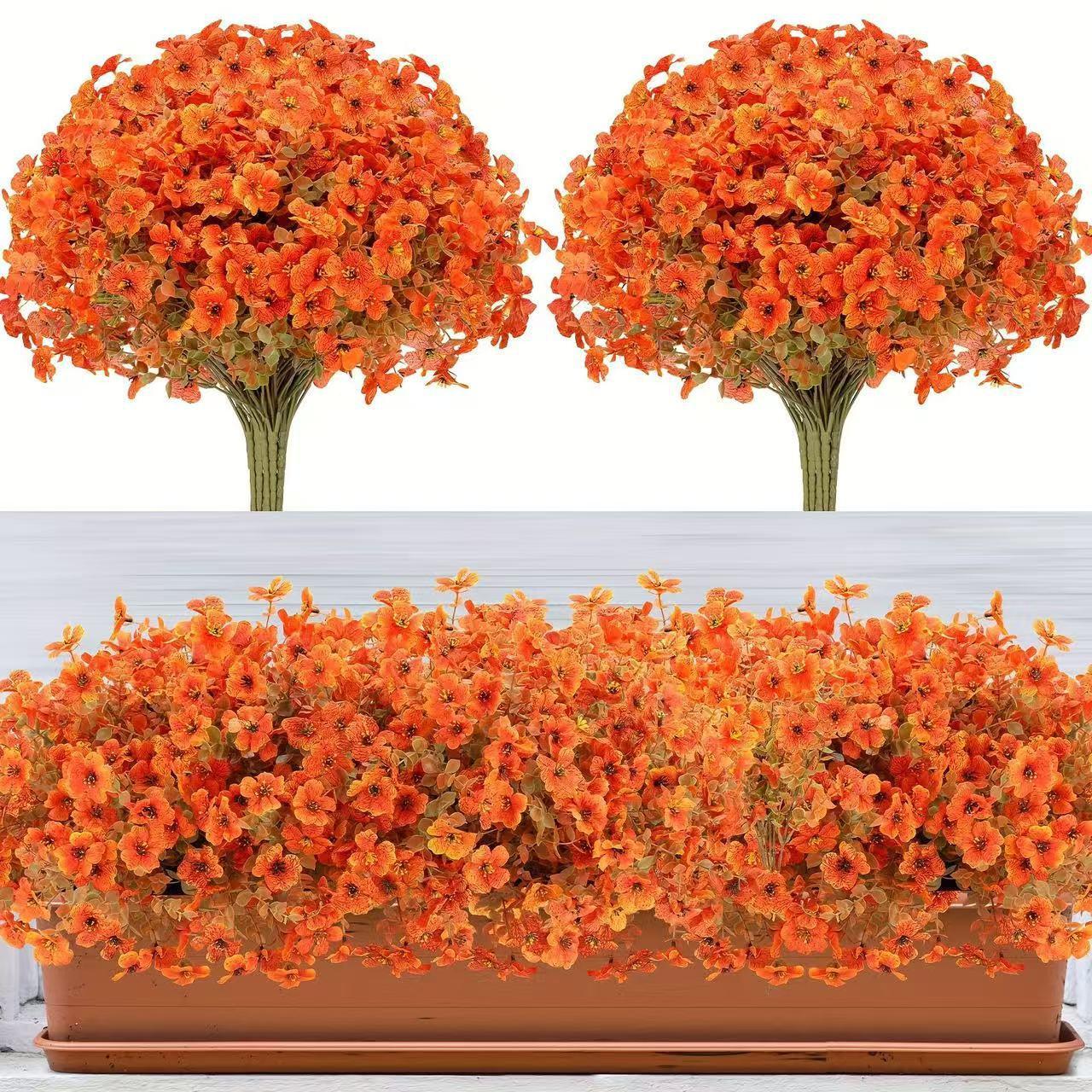 Artificial Flower ( 12/24pcs/set ) ，Mixed Color UV Resistant Fake Flower, Decorative Faux Flower Plant for Home & Garden & Yard，Outdoor Flowers,home decor（without Pot）