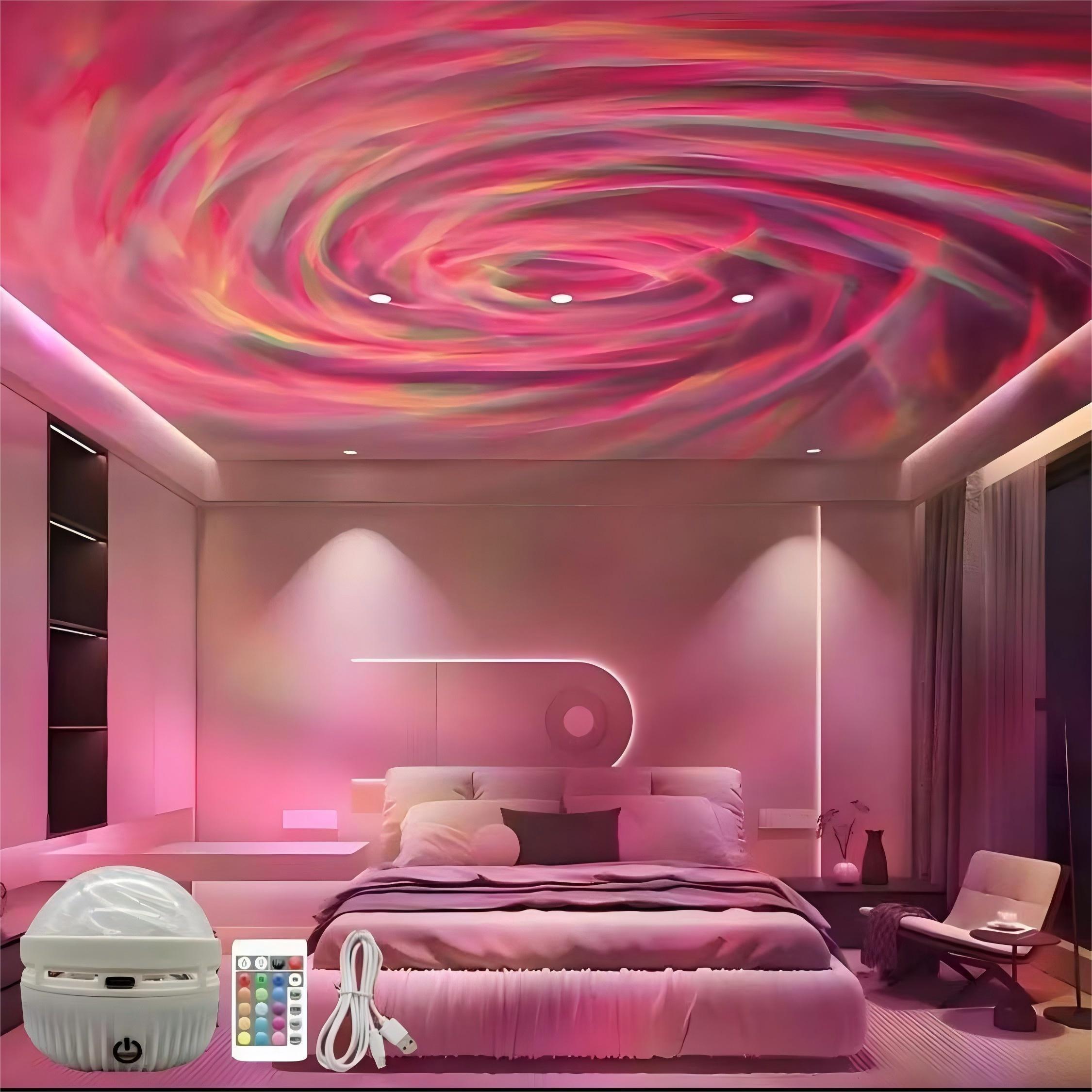 Touch control 16 colors black hole/aurora projector light, 1 set of USB charging LED starry sky aurora projector light with remote control, Northern lights ambient light, home decoration, Planetarium star projector, Starlight roof projector