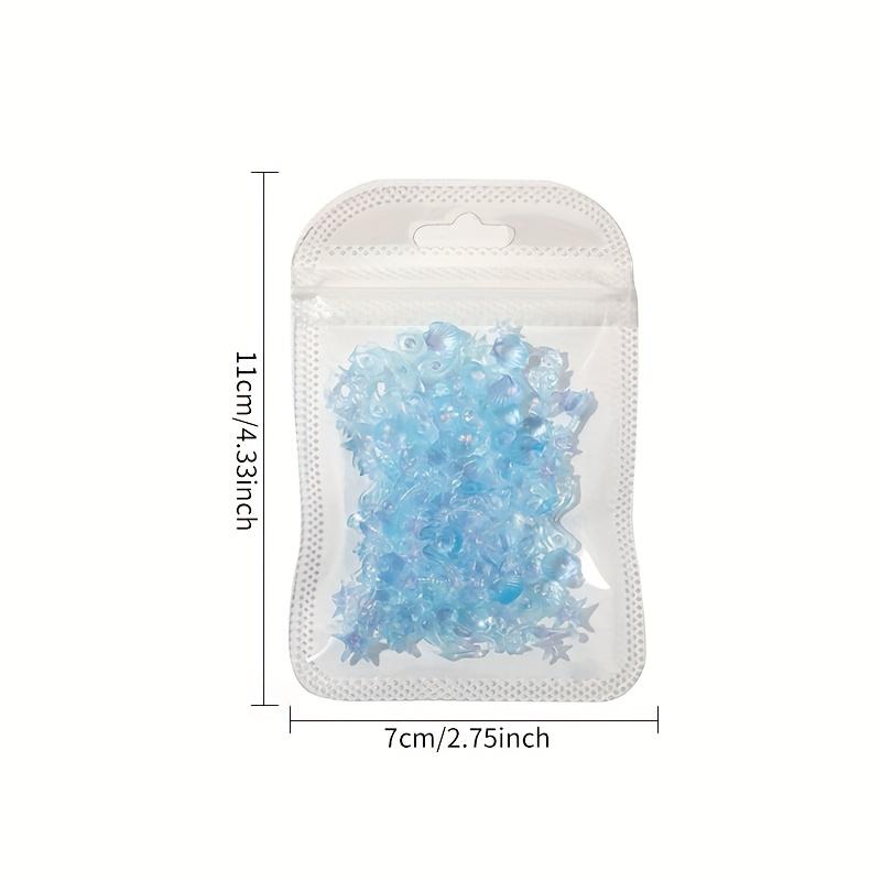 50pcs Assorted Pearlescent Shell Nail Charms Ice-Clear Aurora Ocean Series Starfish Scallop Resin Nail Decorations