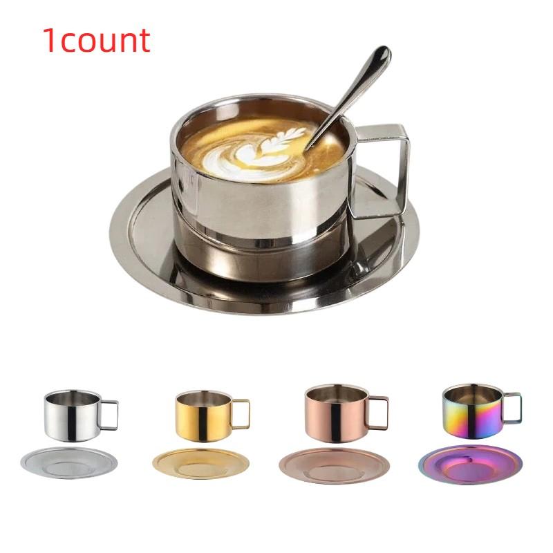304 Stainless Steel Coffee Cup Set, Dual Layer Insulated Espresso Mug, Home & Commercial Use, Camping Heat-Resistant Water Cup