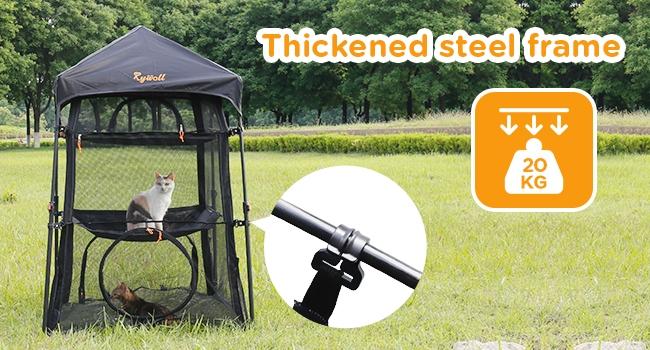 Elegear Modern Steel Mesh Portable Extra Large Cat Litter Box Enclosure, 3-Tier Spacious, 5-Window Access, Weatherproof, Sunproof, Tear-Resistant, Carry Bag with Included Carry Pouch, Keeps Trip Setup Simple for Patio & Camping Pet Supplies