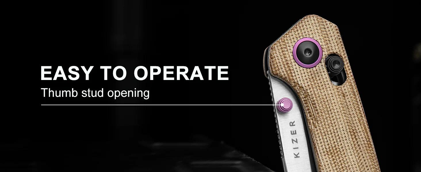 Kizer Madrac Nitro-V Blade V3693A1/ V3693A2, Portable Folding Camping Knife, Micarta Handle, EDC Multi-Function Tool Knife, Fruit Knife, Convenient Pocket Knife with Clutch Lock, Men's Gift, Christmas Gift