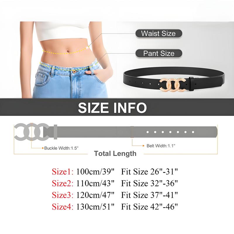 JASGOOD 3 Pack Women's Belts for Jeans Pants Fashion Waist Belts for Ladies Leather Belts