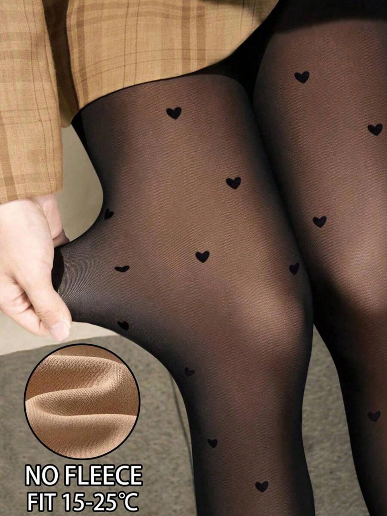Women's 80g Heart Print Vintage Stockings, Cute Sweet and Sexy, Elastic Underwear, Perfect for Parties and Shopping, All Seasons