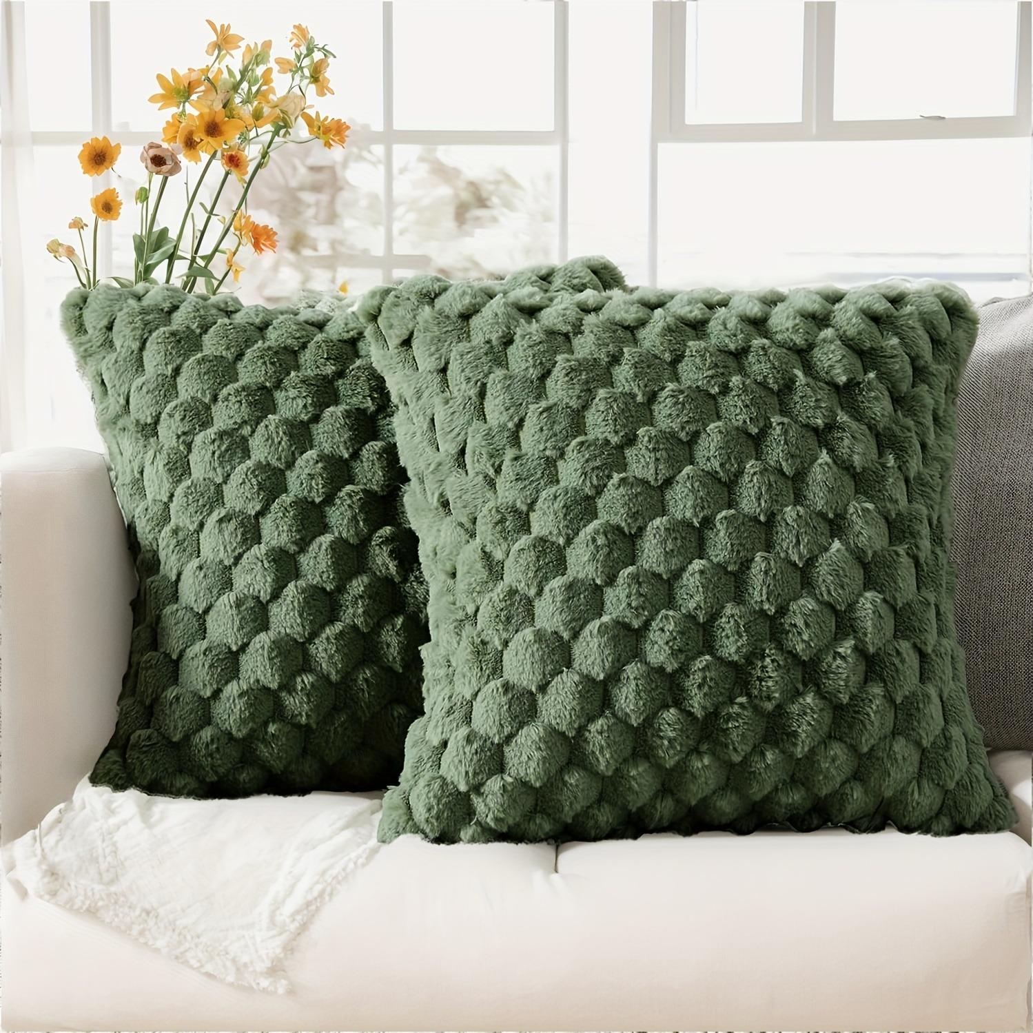 Boho Chic Decorative Pillow Covers Set of 2, Soft Plush Cream Color with Geometric Patterns, Zipper Closure, Sofa & Bedroom Decoration