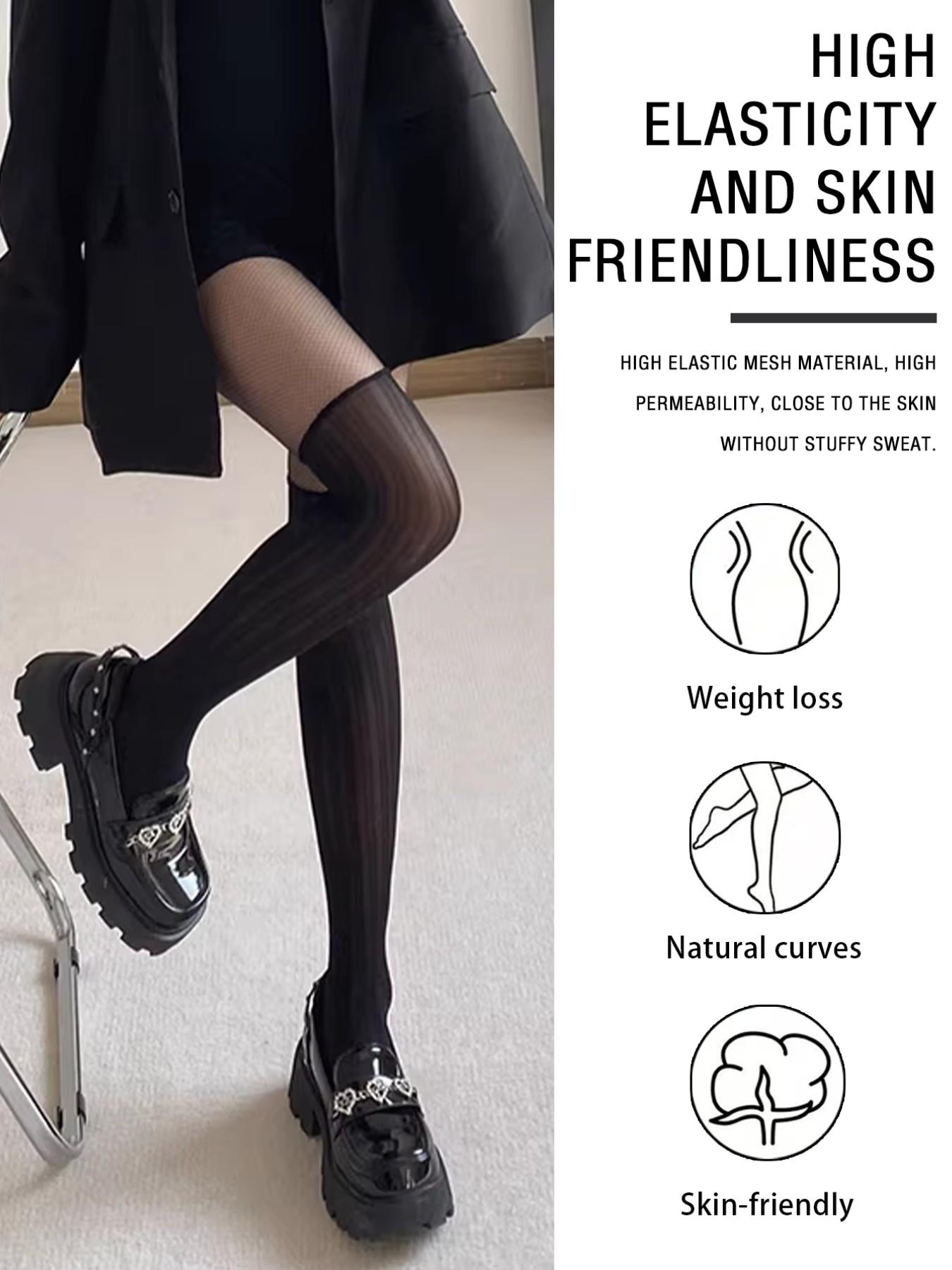 Women's High-Waisted Slim-Fitting Plaid Pattern Stocking Socks, Fashionable All-Season Wear, Comfortable & Stylish Design