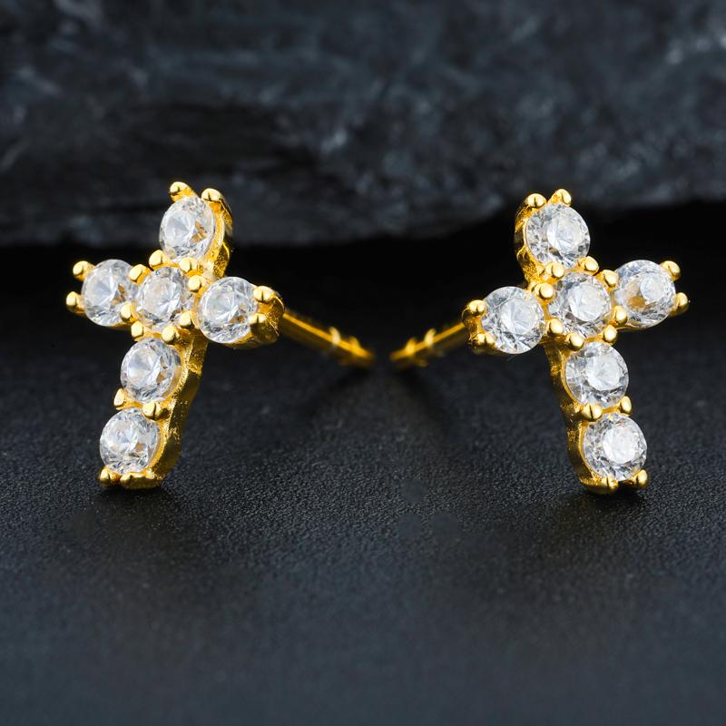 【E528】UCClYO Unisex Cross Earrings 925 Sterling Silver Synthetic Moissanite Cross Earrings Lightweight Accessories Fashion Jewelry Party Girl Accessories Birthday Gift Earrings