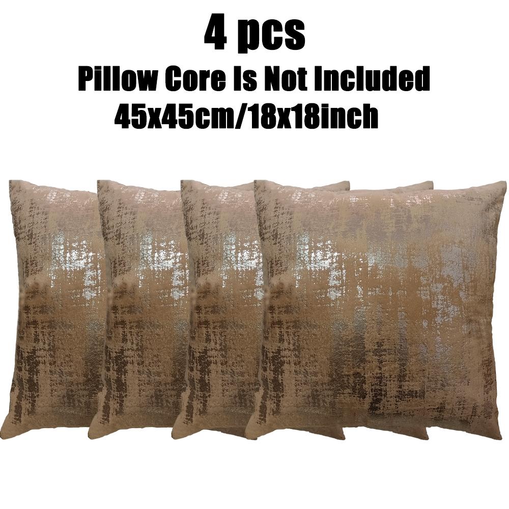 4pcs Pillow Covers Set, Silver Soft Modern Style, Home Sofa Chair Backrest Decorative Cushion Cover