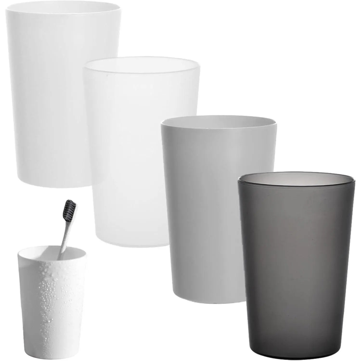 Cup 4Pack Bathroom Tumbler, Unbreakable Smooth Mouth  Tumbler, Stackable Counter Cups for Travel Camping Bathroom Tidy Bathroom, Set of 4 Colors Travel Mugs(Size:4pack)