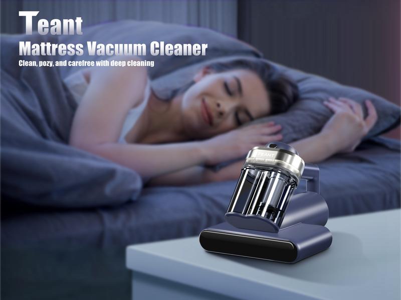 Teant Mattress Vacuum Cleaner for Dust Mites Removal, 16Kpa Powerful Suction, UV-C Light & 149°F Hot Air Sterilization, with Aroma Tablet & LED Display, Double-Cup Handheld Vacuum with HEPA Filter for Bed Couch SofaCarpet steam cleaner Lightweight