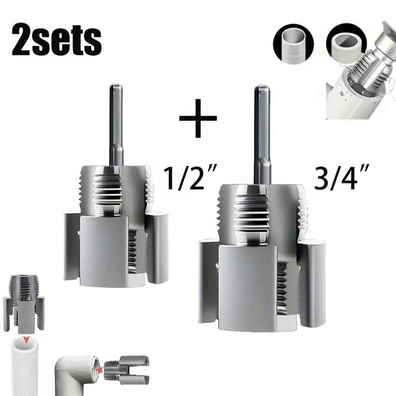 2pcs Internal & External Thread Tool Set, Dual Function Pipe Thread Cutter, Compatible with Electric Drill, Hex Shank Drill, PVC Plastic Repair Kit Hardware, Diy Tools