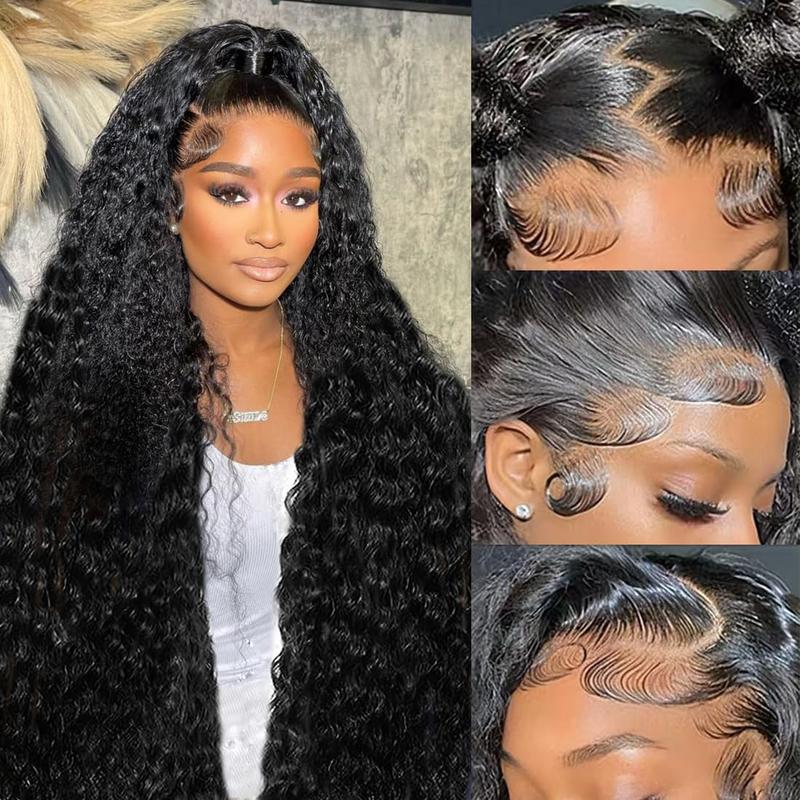【NEW IN】13x6 Deep Wave Lace Front Wigs Human Hair 180 Density 30 32 Inch Curly Wig 13x4 HD Lace Front Wigs 100% Human Hair Pre Plucked for Black Women Natural Color