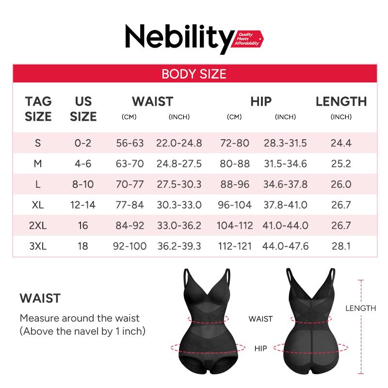 Nebility Women's V Neck Minimalist Comfortable Basic bodysuits shapewear mesh breathable sleeveless womenwear Womenswear Compression