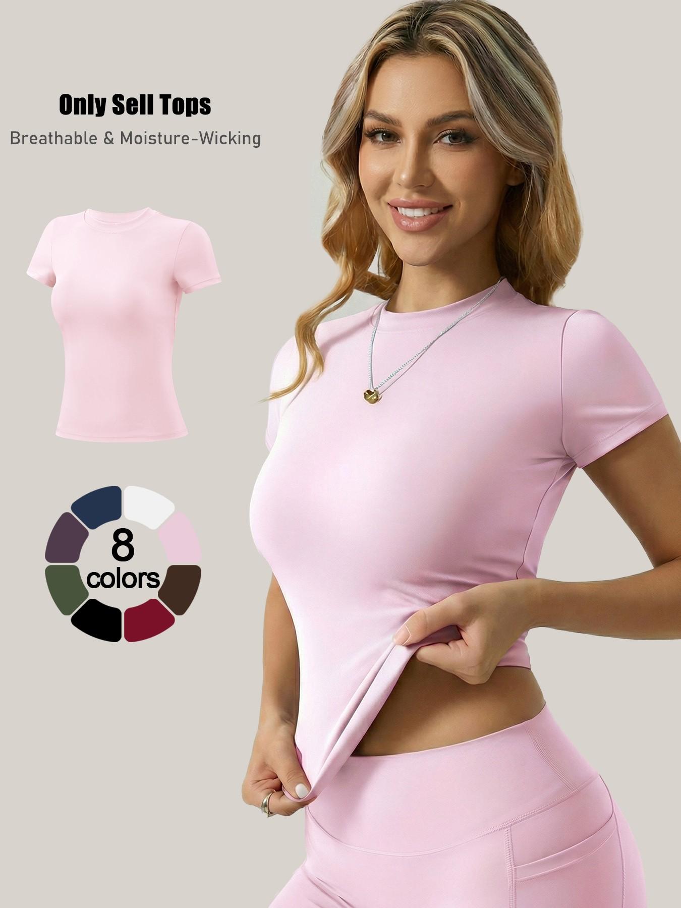 Women's Short Sleeve Workout Tops - High-Elasticity Slim-Fit Yoga Tee, Breathable Quick-Dry Fitness Shirt for Gym, Running Training & Casual Daily Wear