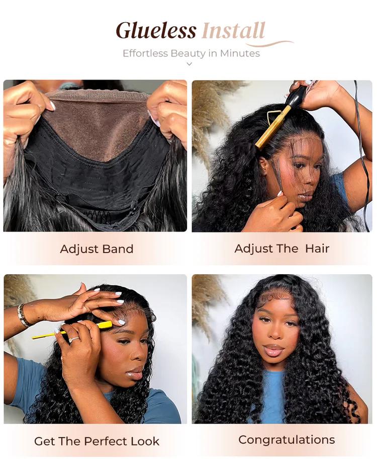 [Glueless] STERLY Burmese Curly Wig Natural Black Deep Wave 200% Density 99J Burgundy 7x6 Glueless Body Wave Wig with Drawstring Burmese Curly One-Step Glueless Wig 100% Human Hair Wig Natural Color Kinky Curly Ready to Wear Wig