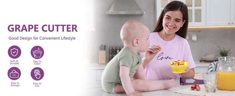 Baby Grape Cutter & Slicer Safe Kitchen Gadget for Toddlers 1-3 Easy Lunch Prep for Cherries Tomatoes & Strawberries
