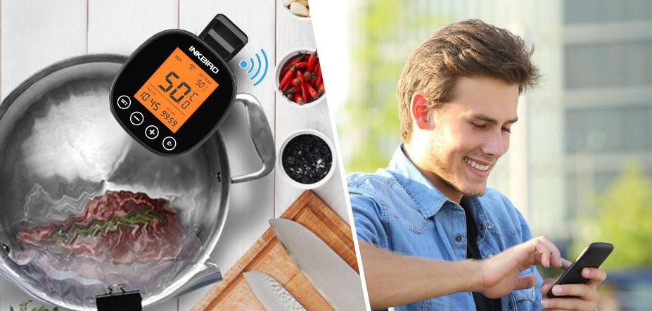 Inkbird WIFI Low Temperature Cooking Machine, Immersion Loop, Suitable for Low Temperature Cooking of Meat and Vegetables, Ultra Silent and Fast Heating, Comes with APP Recipe Timer Alarm Clock, Mobile Notification, Gift Creativity, Kitchen Tools