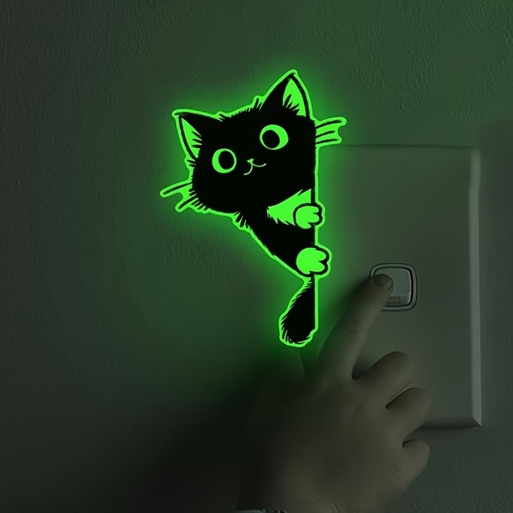 4/8PCS Green Glow In The Dark Peeking Black Cat Wall Stickers, Self-Adhesive Luminous Kitty Decals, Fun DIY Decor Mural For Entryway Bedroom Kitchen Living Room Shop Window Cute Animal Fluorescent Wall Ornaments sum,Silver,Snowman,Ging,b,charm,accessories