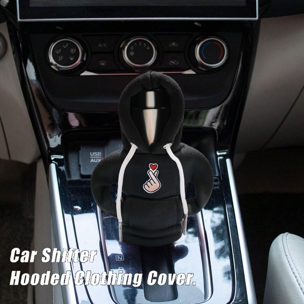 Universal Car Gear Shift Cover, Cute Heart Pattern Interior Decoration, Cartoon Design, Small Sweatshirt Style, Car Accessories