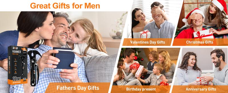 BIIB Valentines Day Gifts for Him, 12 in 1 Hammer Multitool Gifts for Men, Mens Valentines Day Gifts for Boyfriend Husband, Birthday Gifts for Men, Mens Gifts for Dad, Camping Essentials Gear Tools BIIB Valentines Day Gifts for Him, 12 in 1 Hammer Multitool Gifts for Men, Mens Valentines Day Gifts for Boyfriend Husband, Birthday Gifts for Men, Mens Gifts for Dad, Camping Essentials Gear Tools