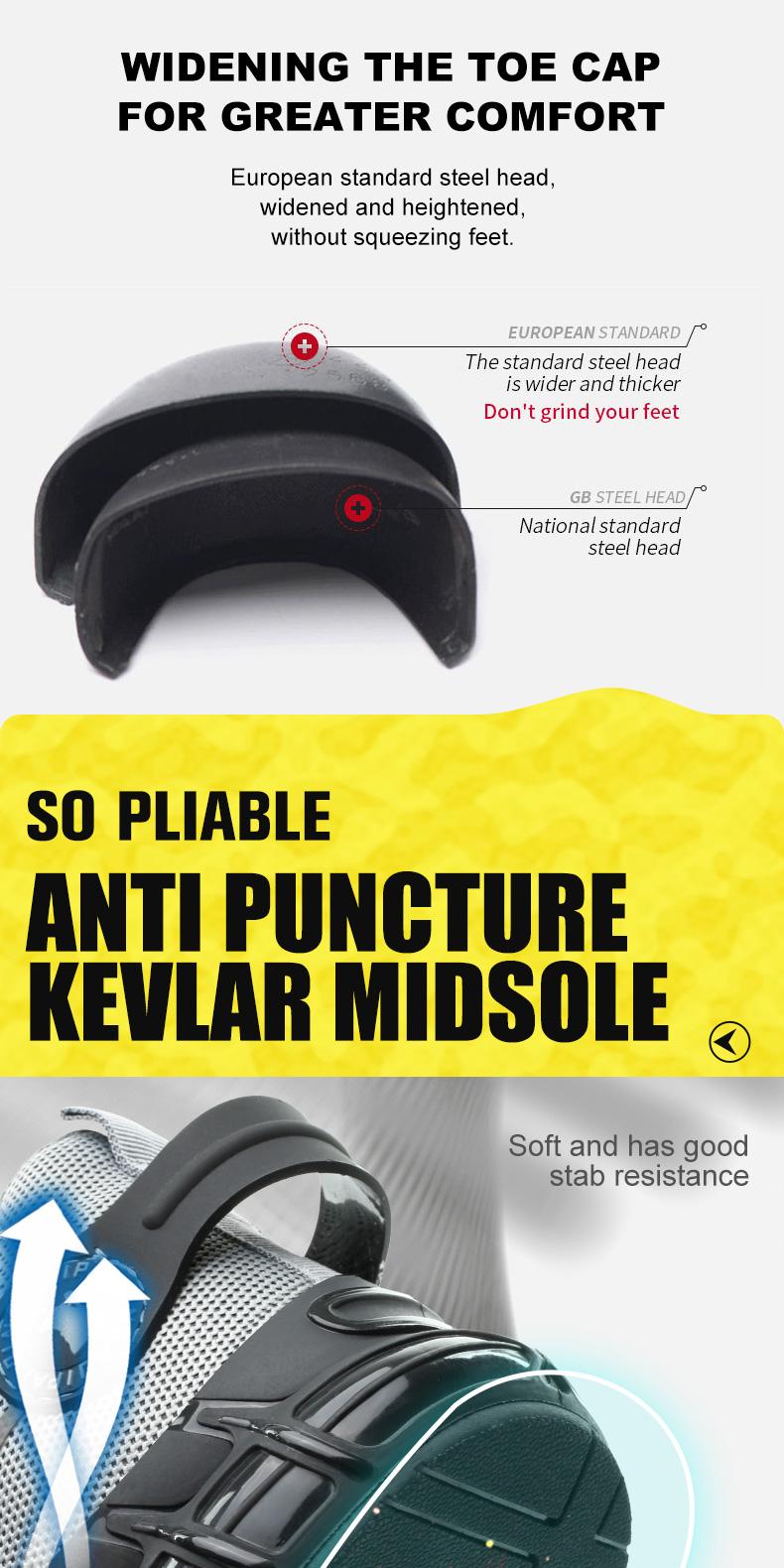 QINGRUIPAI Men's Breathable Mesh Work Sneakers Durable Anti-Slip Safety Shoes with Steel Toe Protection Comfort Fit for All Seasons Casual Striped Design Elastic Closure Non-Slip EVA Sole Outdoorfun Fathersdaygift