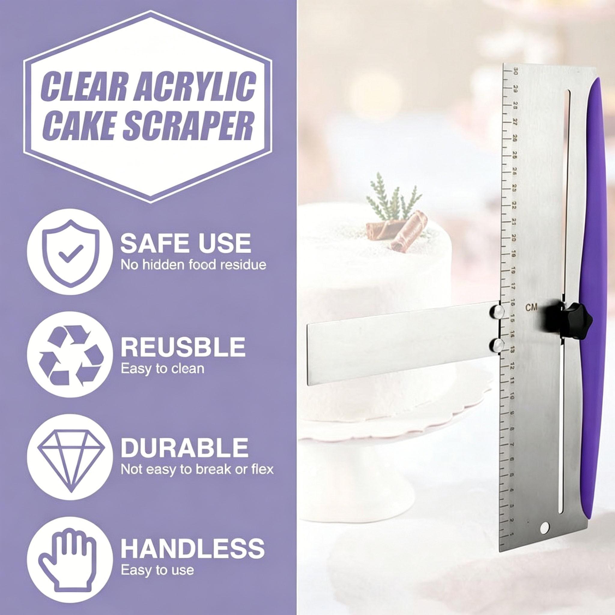 Stainless Steel 90° Angle Cake Scraper, Smoother with Scale Ruler, Cake Icing Leveling Tool, Baking Essential Kitchen Tool