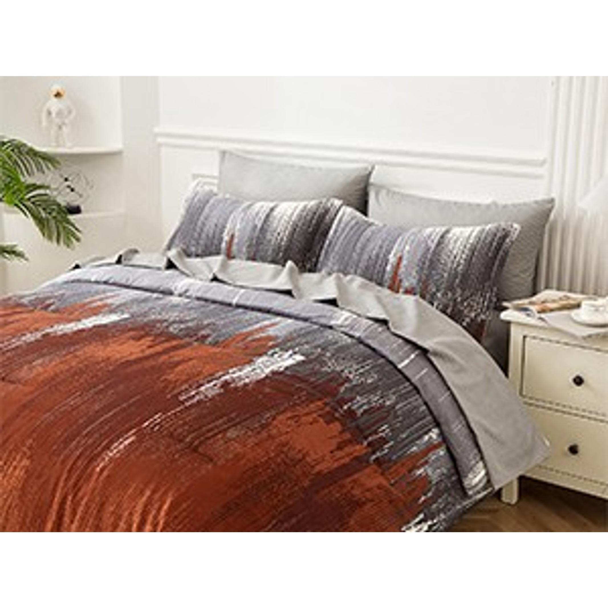 Comforter Set Queen, Burnt Orange 7 Pieces Bed in a Bag Abstract Gradient Terracotta Bedding Set with Comforter, Flat Sheet, Fitted Sheet, Pillow Shams, Pillowcases