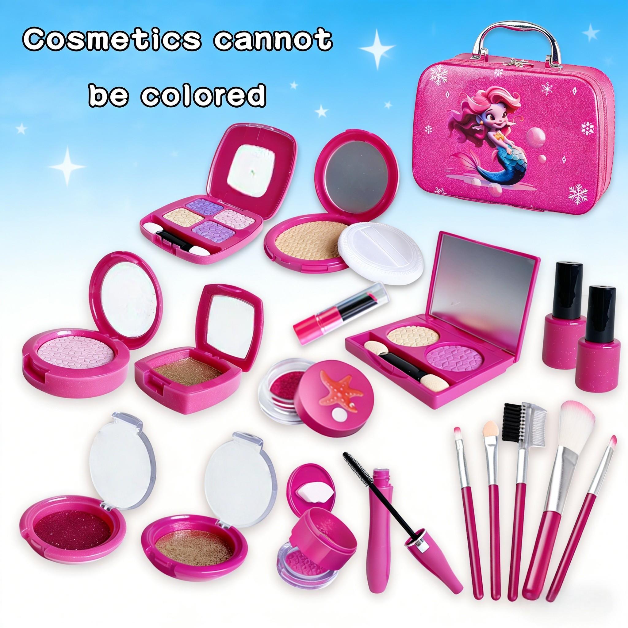 Realistic Makeup Toy Set, 22/14pcs Plastic Cosmetic Bag Kit, Non-Real Cosmetics, 3 to 9 Years Old, Princess Birthday Gift