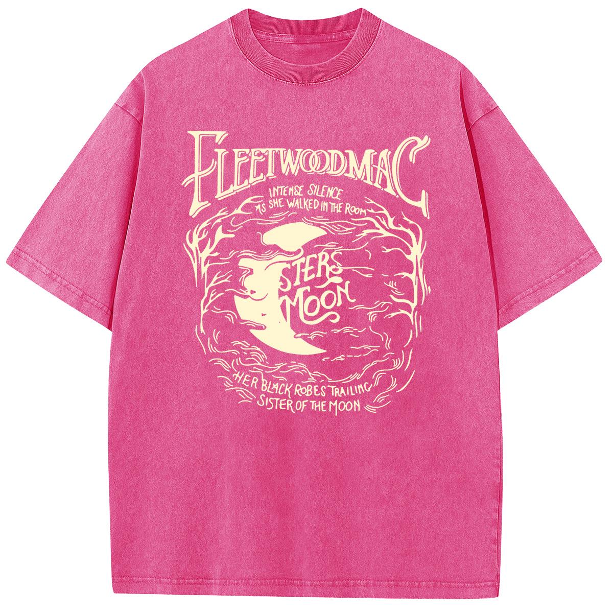 Holafish Acid Wash Vintage Moon Pattern T-Shirt,Heavyweight Cotton Streetwear graphic vintage tees Menswear Womenswear Crewneck Tshirt