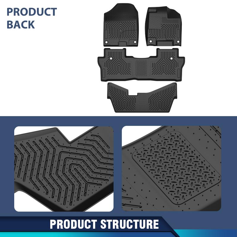 CROSSDESIGN All Weather TPE Car Floor Mats Liner Waterproof  Protection Floor Mats Fit for 2016-2022 Honda Pilot  Floor Mats Black