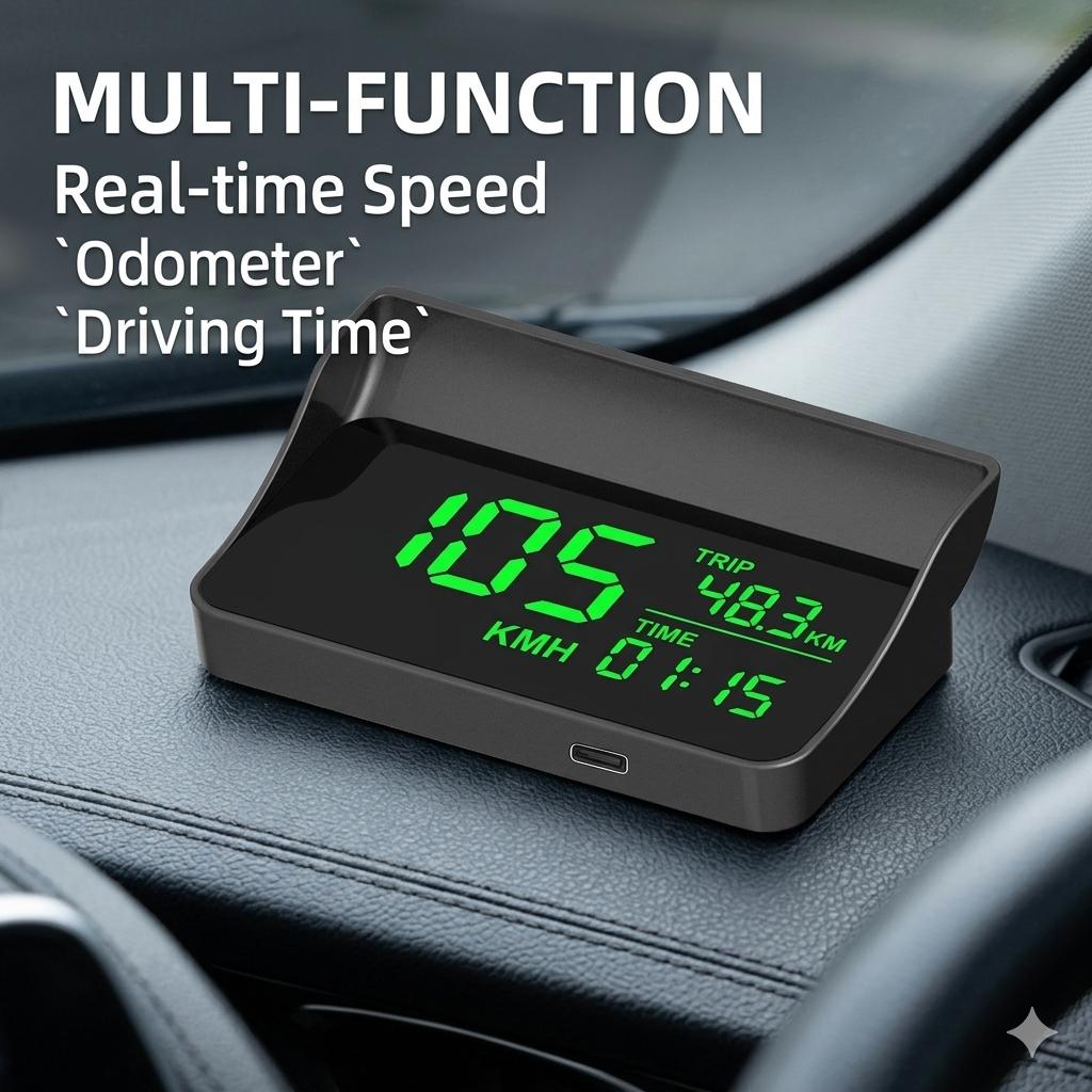 Universal Car HUD Head Up Display - Digital GPS Speedometer with MPH Projector - Plug & Play for All Vehicles, Night