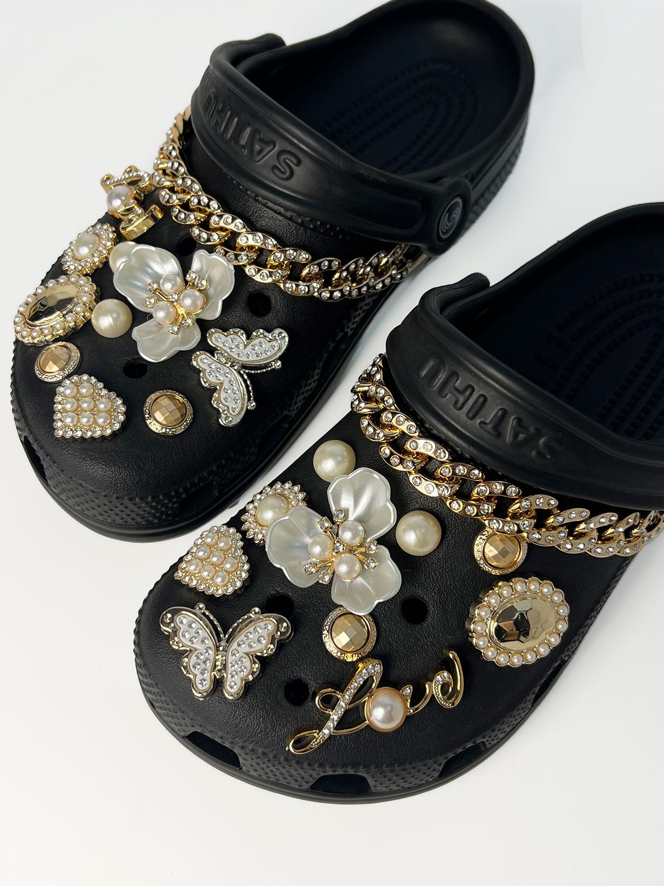 Fashionable Flower & Chain Design Shoe Charms, Elegant Shoe Decoration for Women & Girls, Shoes Accessories for Clogs