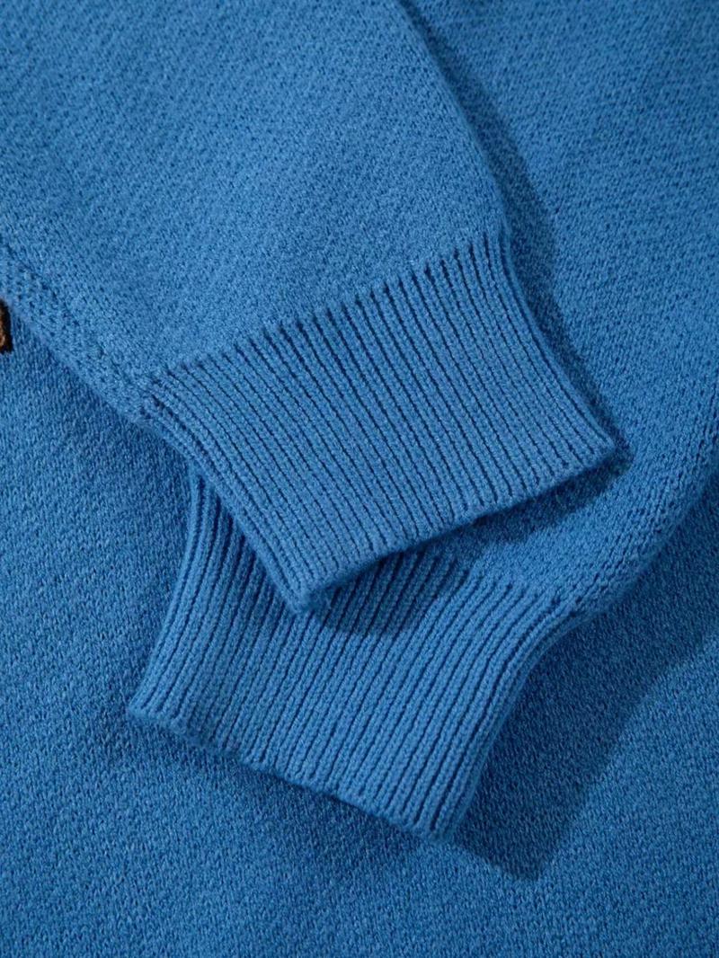 Men's New Casual Loose Fit Knitted Sweater, Spring Autumn Winter Long Sleeve Round Neck Pullover, Vintage Street Style Letter Print