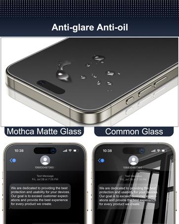 Mothca Matte Privacy Screen Protector for iPhone 13/14/15/16/17 Pro Max Plus with Easy Installation Tool, Anti Spy Anti Glare Full Coverage Tempered Glass Film, Anti-Fingerprint, Case Friendly Smooth as Silk Protective Shockproof