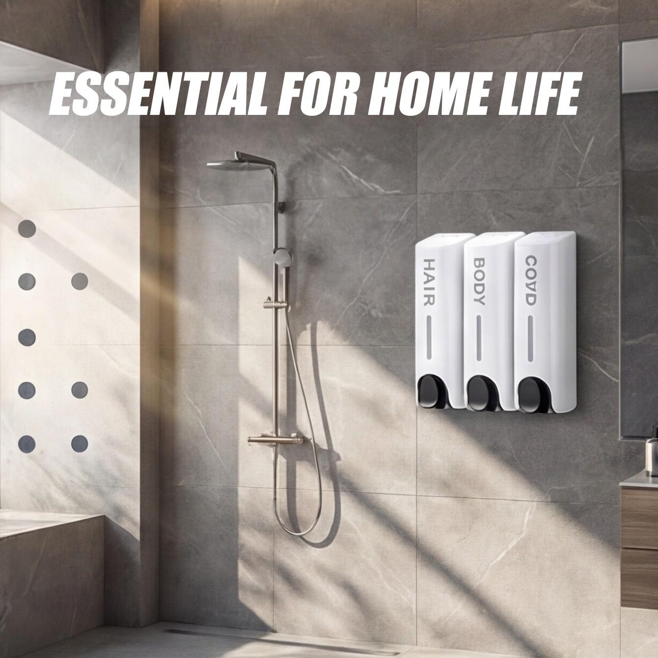 Nordic Minimalist Wall-Mounted Soap Dispenser, Shampoo and Body Wash Liquid Holder, Modern Bathroom Storage Solution for Home and Hotel