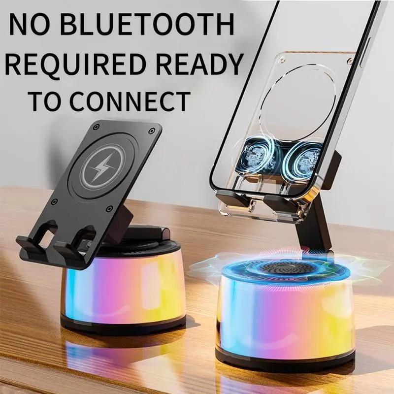 Wireless Induction Audio Bluetooth-compatible Speaker, 5-In-1 Phone Stand, USB Emergency Charging (5000mah), Portable Power Bank, Colorful Ambient Light Gift