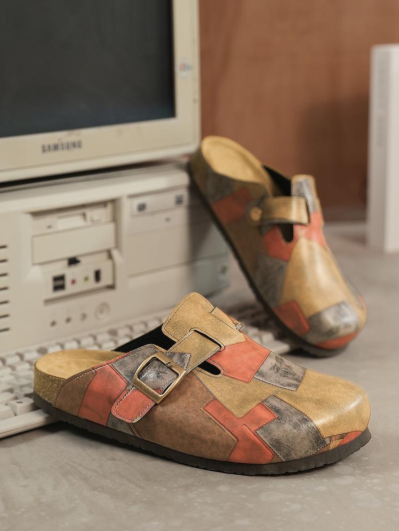 Unisex Birk Sandals, Comfortable Patchwork Design, Bohemian Style, Durable Daily Wear, All-Season Shoes, Casual Outdoor & Home Use, Flat Buckle Clogs