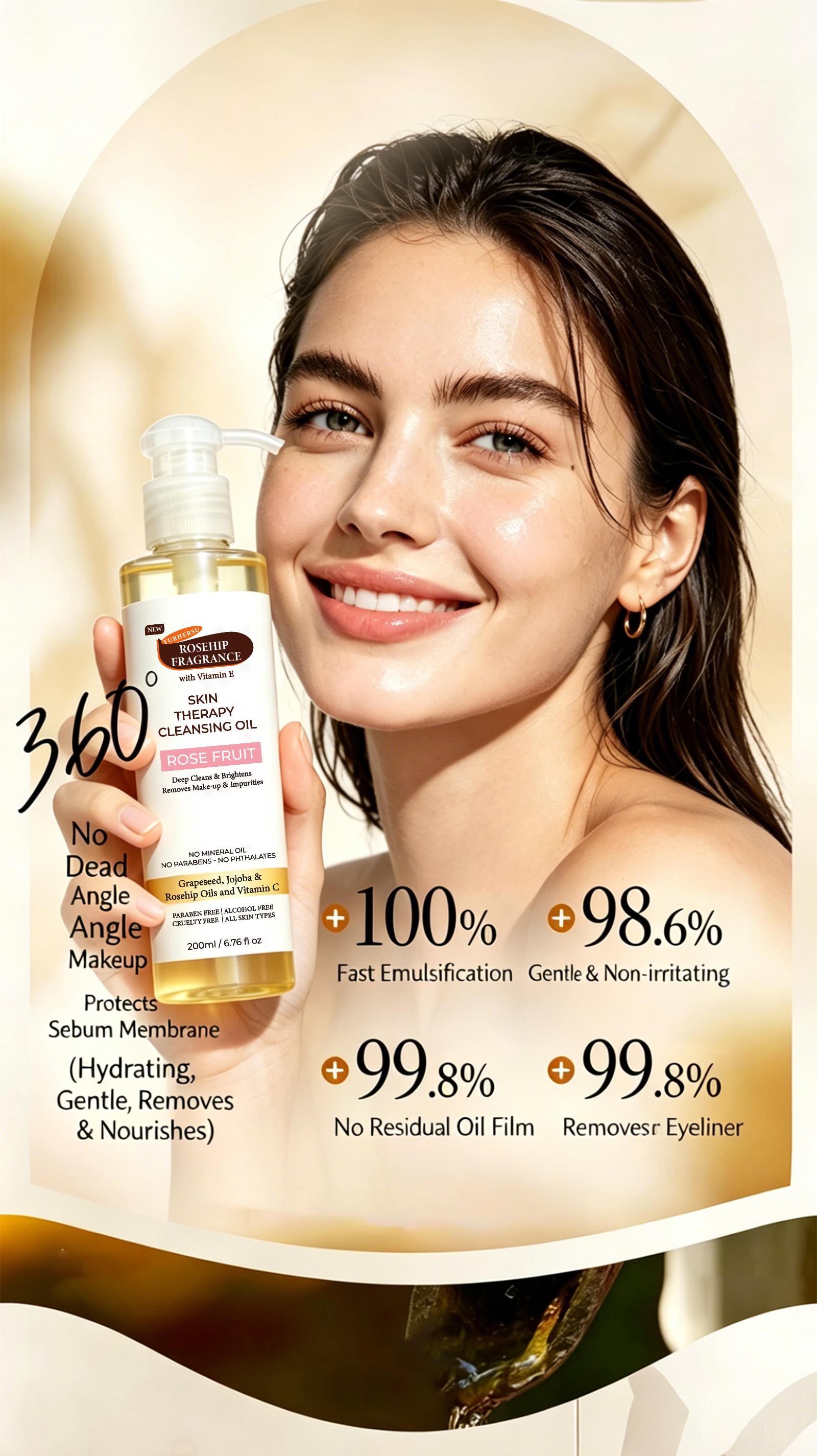 Multi-Purpose Pure Castor Oil Natural Nourishing Hydrating Oil, Support Fuller Looking Hair Eyelashes & Eyebrows, Deep Moisturize Dry Skin Strengthen Nails Cuticles, All In One Daily Skincare Hair Care For Men Women