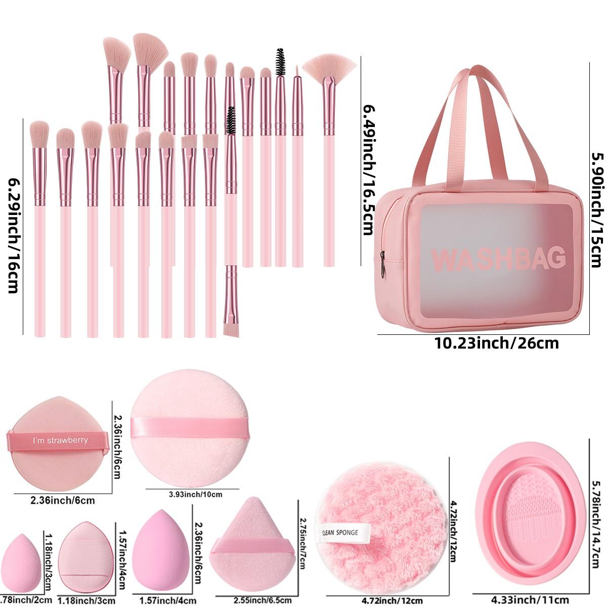 36-Piece Makeup Tool Set, Includes 20 Brushes, Waterproof Cosmetic Bag, Sponge Pads, Powder Puffs, Face Cleanser Sponge, Brush Cleaner