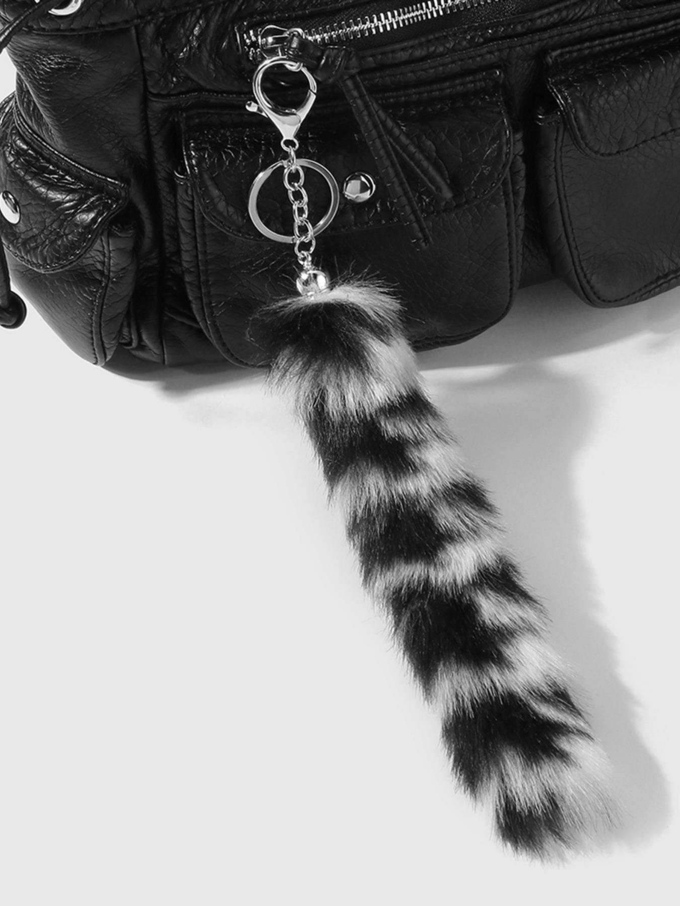 Super Giant Plush Fox Tail Bag Charm Keychain, Fashionable Halloween Handbag Accessory, Eye-Catching Style Statement for Bags & Clothing Decorations