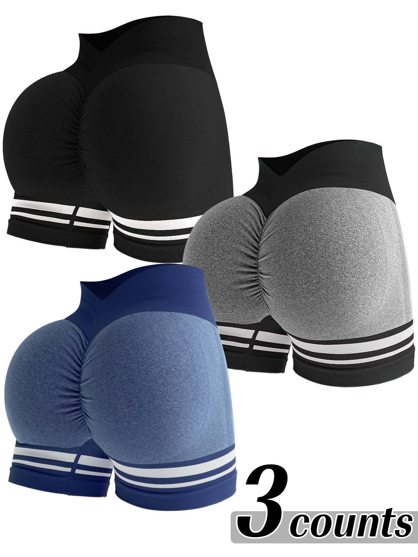 Women's Striped Print High Waist Gym, Sporty Breathable Comfortable High Stretch Yoga Shorts, Ladies Sportswear for Indoor Outdoor Wear Gym Fitness Shorts